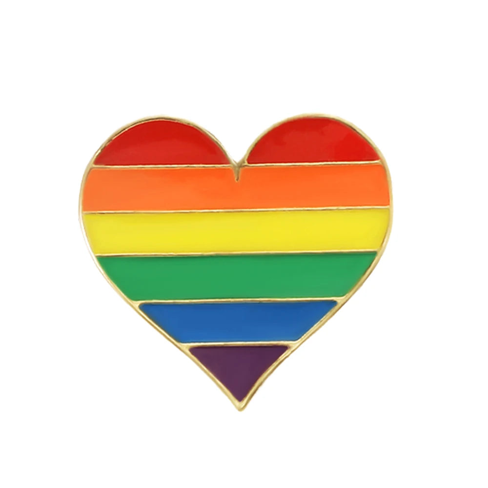 LGBT Flag Rainbow Heart Brooch Peace and Love Enamel Pins Clothes Bag Lapel Pin Gay Lesbian Pride Icon Badge Unisex Jewelry Gift