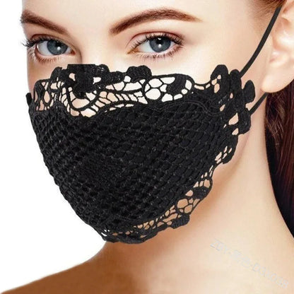 Face Mask Delicate Lace Applique And Face Protect Mouth Cover Beautiful Prints Facemask Dust-proof Masque Halloween Cosplay