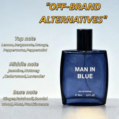MAN in BLUE Cologne for Men - 90ml EDP Long-Lasting Lemon Mint Lavender | Fresh Scent Gift for Boyfriend Holidays
