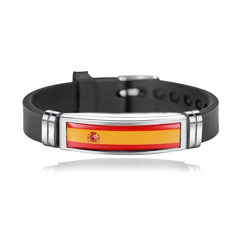 Fashion National Flag Bracelet USA France Canada Flags Bangle Adjustable Silicone Sports Bracelets Wristband For Men Jewelry