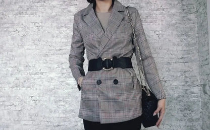Women’s Elastic Stretch Wide Waist Belts w Wrapped Gold Circle Buckle