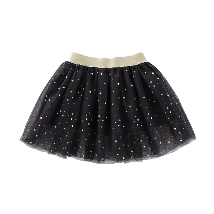 Children's Skirts For Girls Summer Cotton Lace Baby Mini Tutu Skirts Stars Glitter Dance Sequin Birthday Party Skirt for Kids