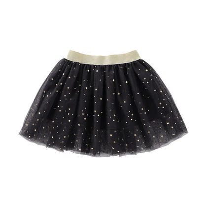 Children's Skirts For Girls Summer Cotton Lace Baby Mini Tutu Skirts Stars Glitter Dance Sequin Birthday Party Skirt for Kids