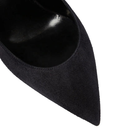 Large Size Classic Ladies Shoes Black Faux Suede Silk Thin Heel Pointed Toe Party Stilettos High Heels Pumps Women Footwear