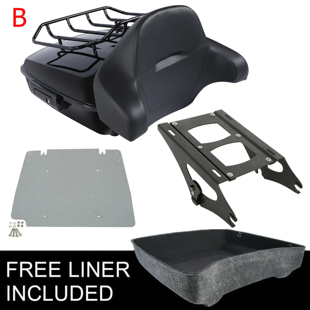 Motorcycle Chopped Trunk Backrest Rack For Harley Touring Road King Road Glide Street Glide 2014-2025