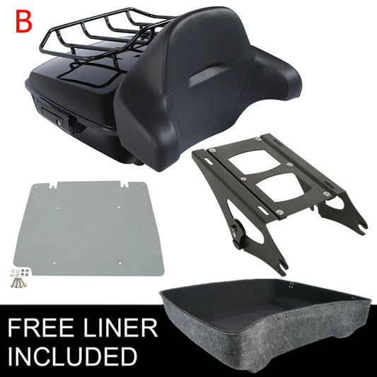 Motorcycle Chopped Trunk Backrest Rack For Harley Touring Road King Road Glide Street Glide 2014-2025