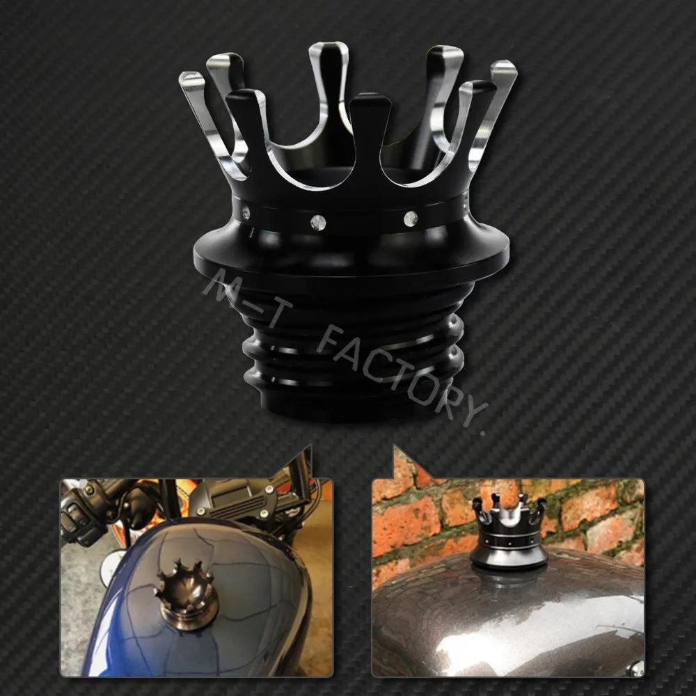 Motorcycle Gas Fuel Tank Cap Crown Style Tank Oil Cover For Harley Touring  Road King FLHR Sportster XL883 Softail Fat Boy Dyna
