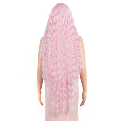FASHION IDOL 42" Loose Wave Lace Front Wig Hair Synthetic Wigs For Women Ombre Blonde Water Wavy Long Curly Hair Wig Cosplay