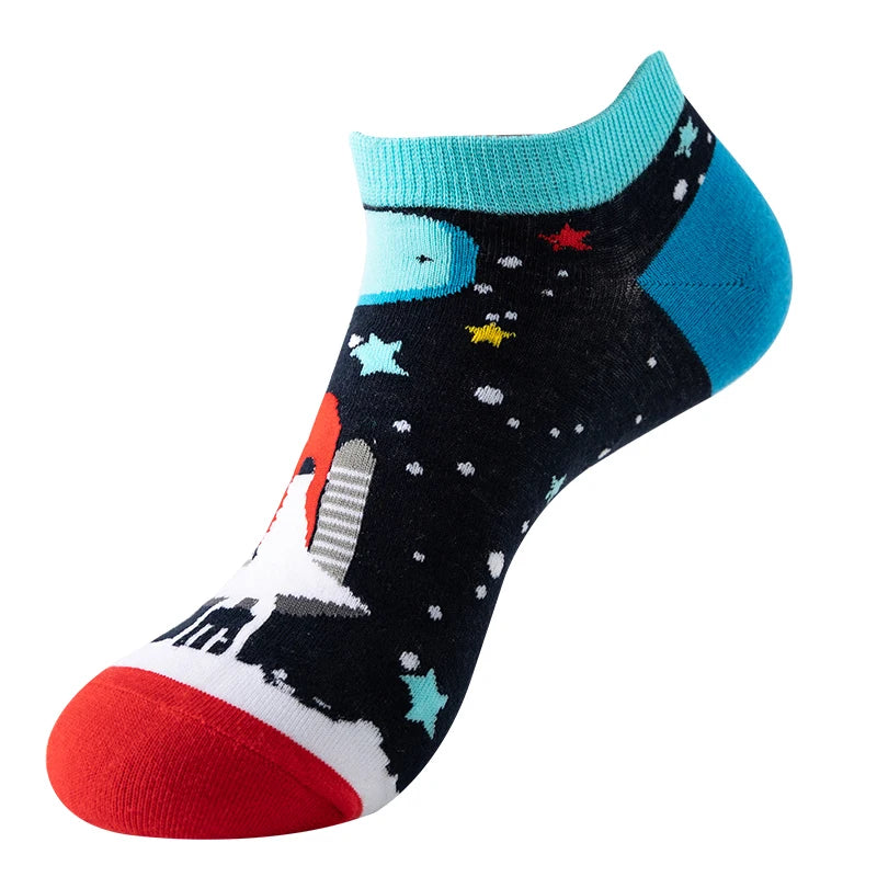 4pairs Funny animal Combed Cotton Fashion Hip Hop Man woman Oil Painting Socks Harajuku Skateboard outer space Happy love Socks