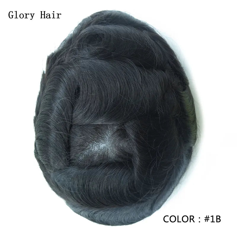 Gloryhair-Natural and Realistic Hair Prosthesis Male Toupee Wig 130% Density Hair Pieces Indian Human Men's Capillary Prosthesis
