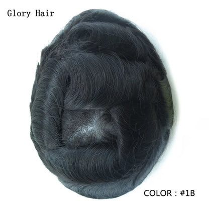 Gloryhair-Natural and Realistic Hair Prosthesis Male Toupee Wig 130% Density Hair Pieces Indian Human Men's Capillary Prosthesis