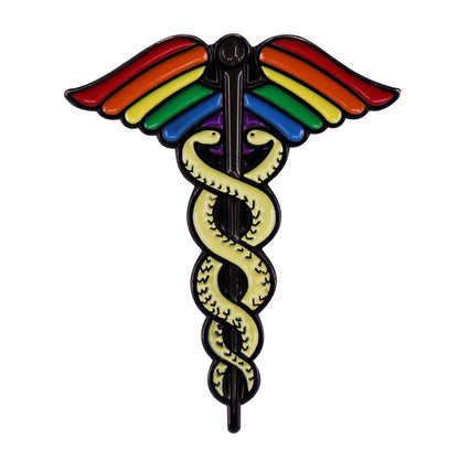 LGBT Pride Rainbow Wings Star of Life Brooch Badge First Responder Essential Pin