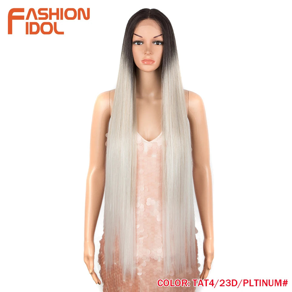 38 inch Straight Long Hair Synthetic Lace Front Wigs For Women High Temperature Hair Ombre 613 Red Cosplay Wigs Synthetic Hair