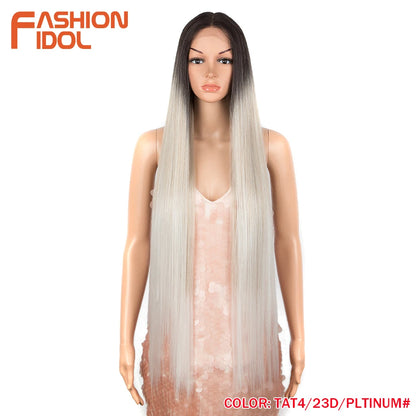 38 inch Straight Long Hair Synthetic Lace Front Wigs For Women High Temperature Hair Ombre 613 Red Cosplay Wigs Synthetic Hair