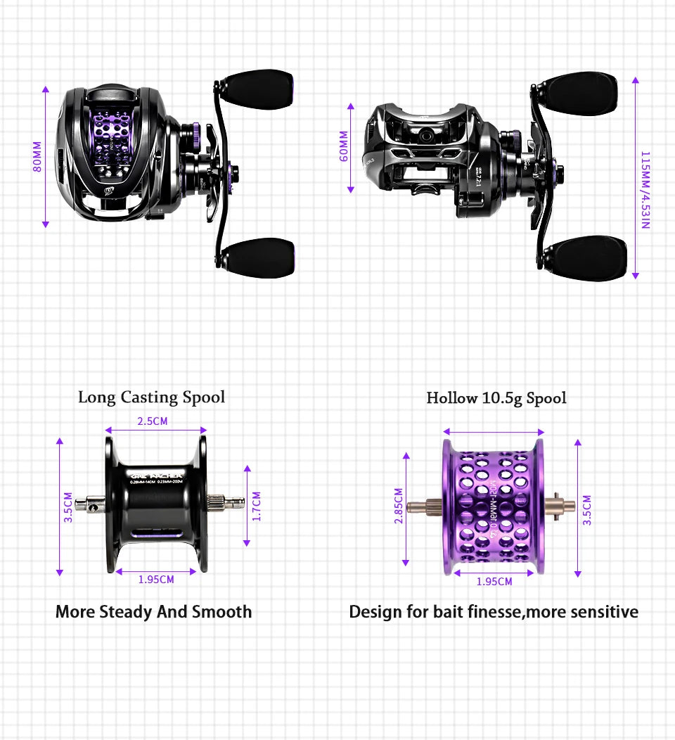 Soloking GKA200 Pro Baitcasting Reel Fishing Reels 9KG Drag Power 6+1 BB Drag Clicker Sound Baitcaster Reel 베이트 릴