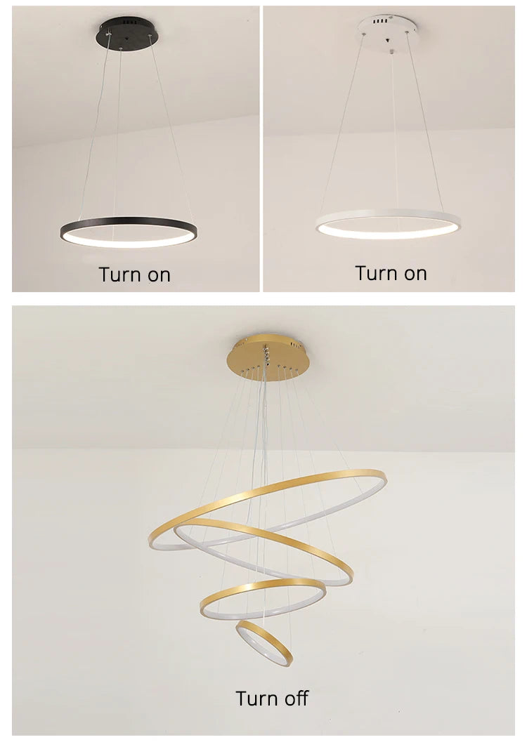 Modern led dining room chandeliers simple ring chandelier living  bedroom Lights home indoor lighting decorative Pendant Lamps