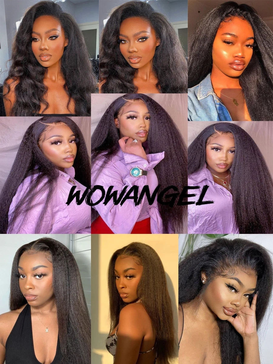 SKINLIKE Real HD Lace Front Wigs Kinky Straight 250% 13x4 Full Frontal Wigs Human Hair Wigs Peruvian Yaki Straight Melt Skins