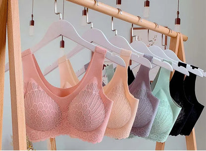 Comfortable Latex 4.0 Bra Women's Underwear Set Wireless With breast Pads Gather Bralette with panties Lingerie 2-pieces Suit