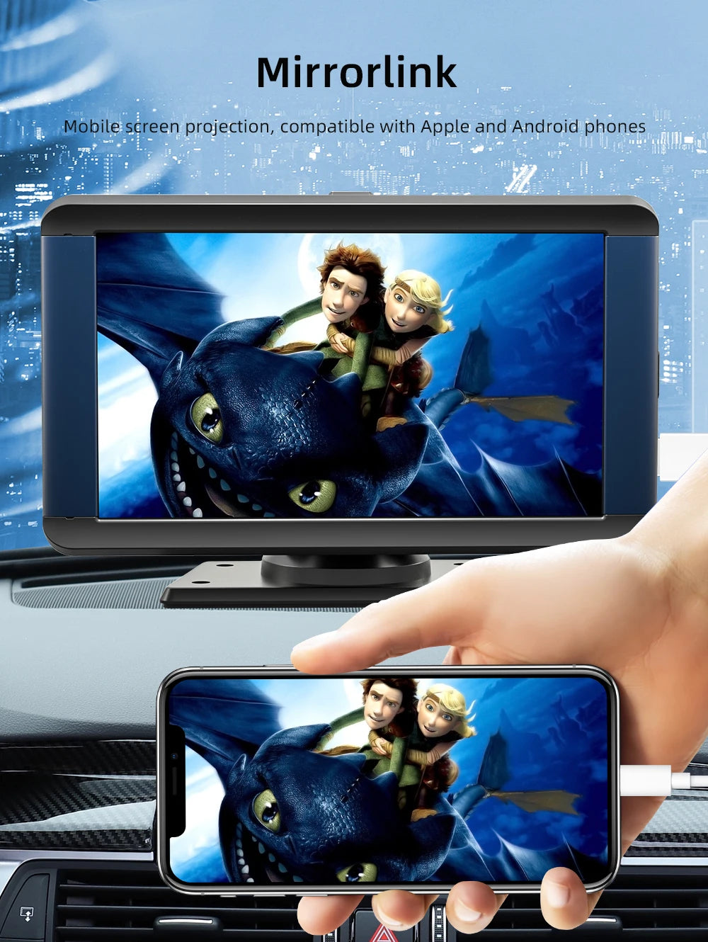 BQCC 7" IPS USD BT AUX Rearview Camera Car Monitor Wireless Carplay Android Auto Driving Car Mirrorlink Display Car Player