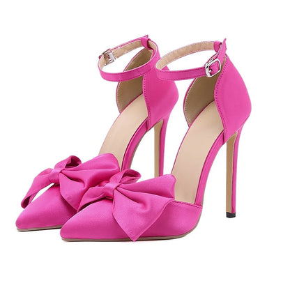 Zapatos De Tacon Summer Ladies Shoes New 2023 Satin Bow Comfortable 12cm 35-42 Women High Heels