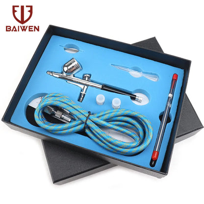 Dual-Action Airbrush with 0.2mm 0.3mm 0.5mm Nozzle Set Gravity Feed Pistol Pneumatic Kit For Cake Model Painting Makeup Tattoo