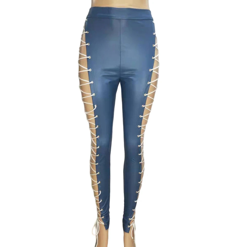 Sexy 2025 fashion vintage streetwear leather pants women summer goth leggings festival clothing emo black pencil pants trousers