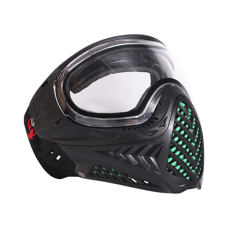 Spunky II Black Paintball Archery Mask Made of Soft PE and Hard Nylon with Thermal Anti-Fog Goggle