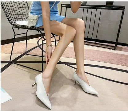 Sandals Luxury Brand Sexy Dress Shoes Elegant Chunky High Heeeled Pumps Sexy Pointed Toe Evening Shoes Women Shoes V Cut Shoes