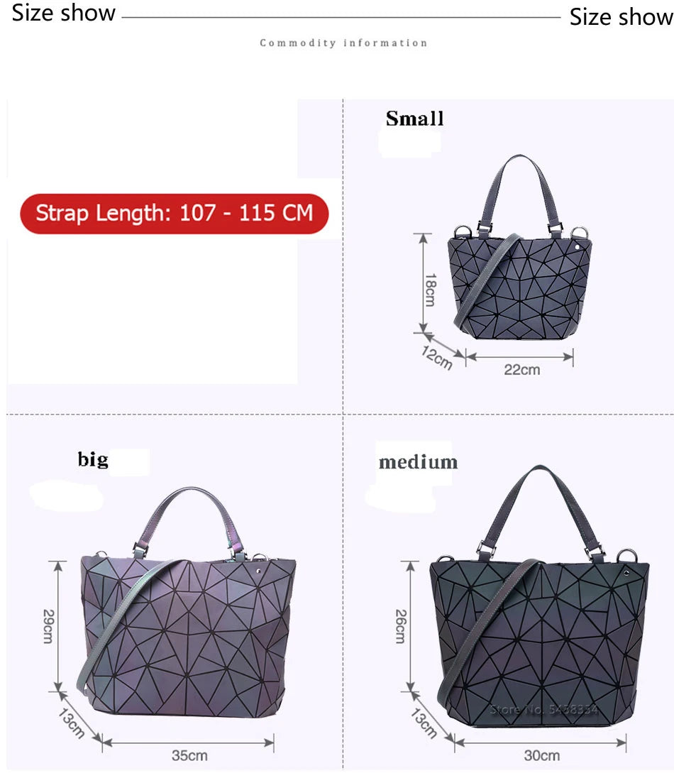 ladies Luminous  bag geometric bags for women 2024 Quilted Shoulder Bags Laser Plain Folding female Handbags bolsa feminina