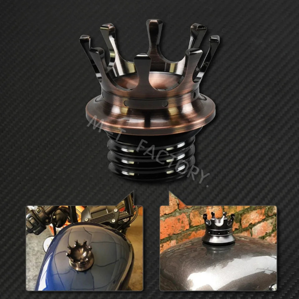 Motorcycle Gas Fuel Tank Cap Crown Style Tank Oil Cover For Harley Touring  Road King FLHR Sportster XL883 Softail Fat Boy Dyna