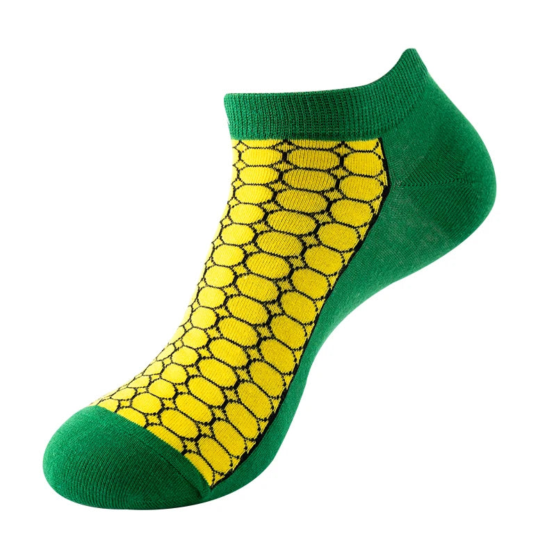 4 pairs Men's And Women's Latest Design Boat Socks Short Summer Socks Quality Business Geometric Lattice Colorful  Cotton Socks