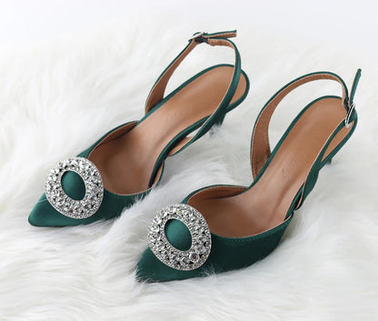 Top Selling  2022 New Buckle Strap  Slingback Diamond Wedding Shoes Unique Luxury Diamond Heels for Ladies Shoes