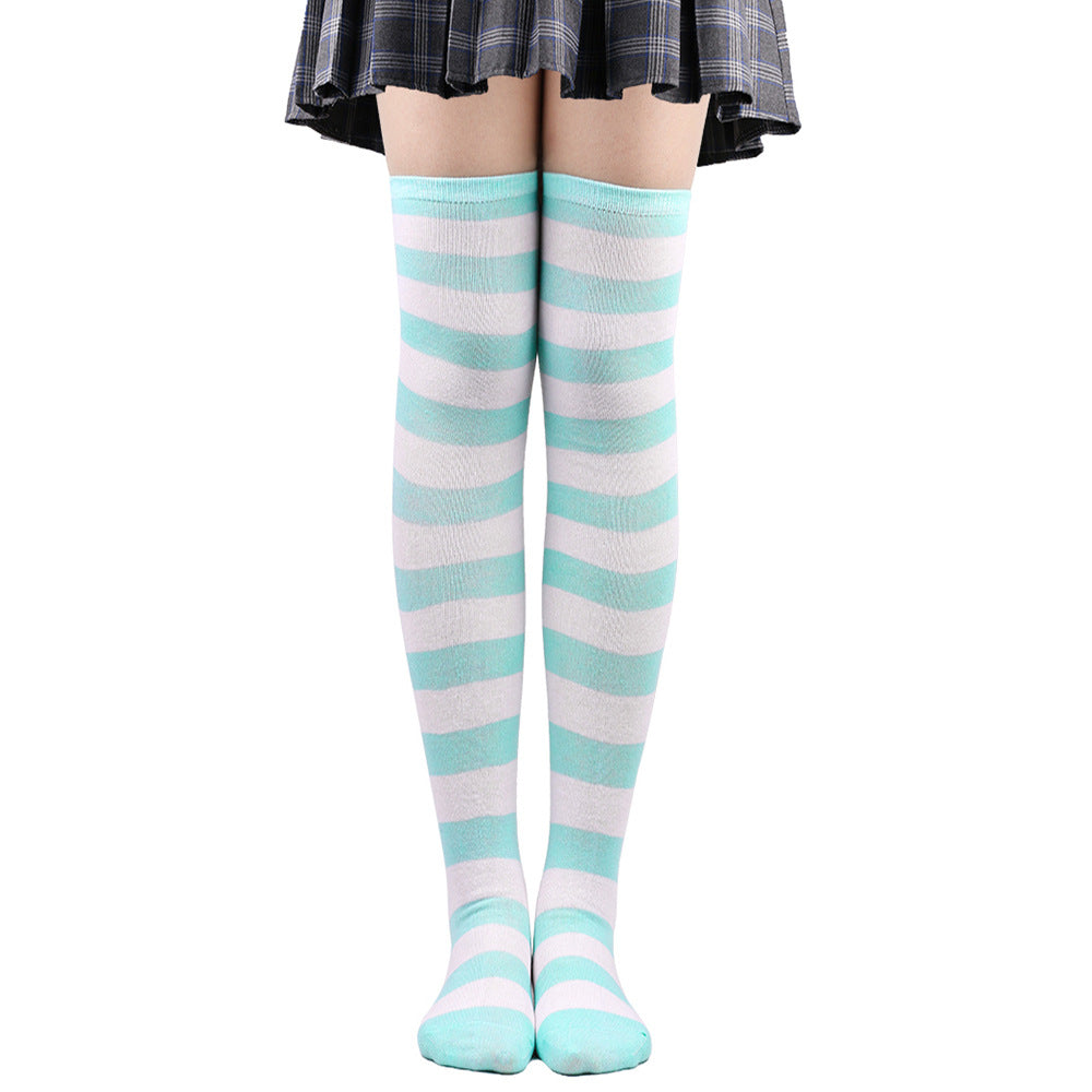Womens Striped Thigh High Stockings Ladies Girls Black White pink Long Over Above Knee Socks femboy Cosplay Lolita Harajuku Y2k