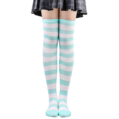 Womens Striped Thigh High Stockings Ladies Girls Black White pink Long Over Above Knee Socks femboy Cosplay Lolita Harajuku Y2k