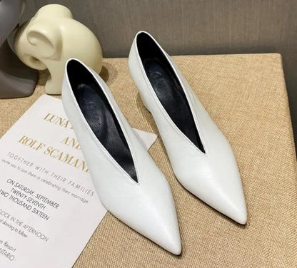 Sandals Luxury Brand Sexy Dress Shoes Elegant Chunky High Heeeled Pumps Sexy Pointed Toe Evening Shoes Women Shoes V Cut Shoes