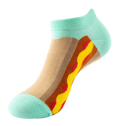 4 pairs Men's And Women's Latest Design Boat Socks Short Summer Socks Quality Business Geometric Lattice Colorful  Cotton Socks