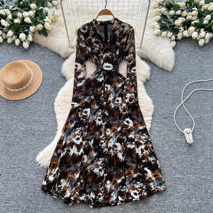 Summer Roman V-Neck Tunic Slim Bandage Casual Maxi Dress for Women Empire Printed Dress