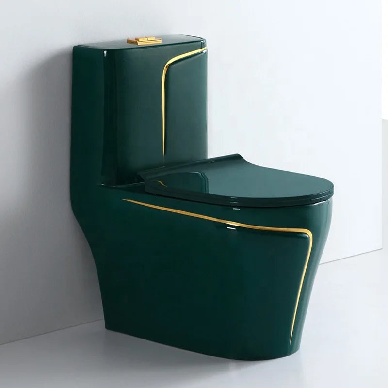 New Sanitarios Inodoros Wc Gold Line Design Bathroom Ceramic One-Piece Gold Black Colored Toilets Bowl