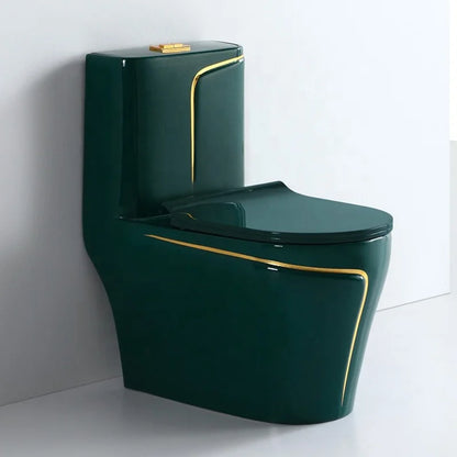 New Sanitarios Inodoros Wc Gold Line Design Bathroom Ceramic One-Piece Gold Black Colored Toilets Bowl