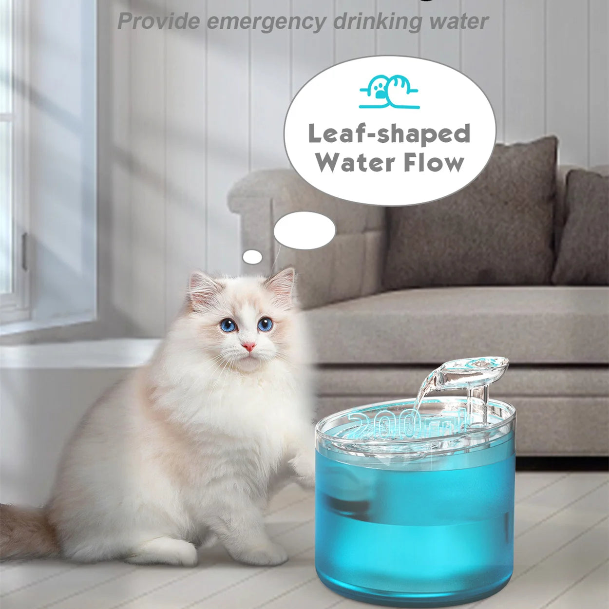 NPET 1.6L Automatic Cat Water Fountain with Leaf Shape Kit Bottom Suction Quiet Pump for Cats & Small Dogs Pet  Water Dispenser