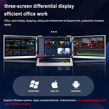 Dual Laptop Screen Extender Portable Monitor 14" FHD 1080P IPS Portable Dual Monitor for Laptops Plug and Play Double Screen