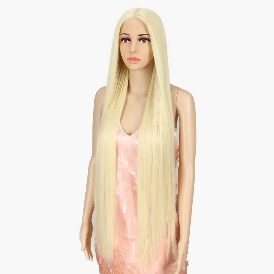 38 inch Straight Long Hair Synthetic Lace Front Wigs For Women High Temperature Hair Ombre 613 Red Cosplay Wigs Synthetic Hair