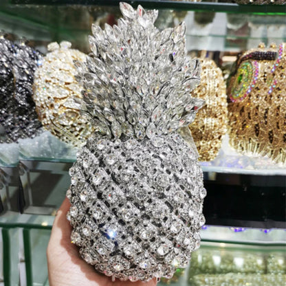 Blue Stone Pineapple Bag Diamond White Party Dinner Clutches Crystal Women Prom Formal Handbags For Lady Rhinestone Purses Bags