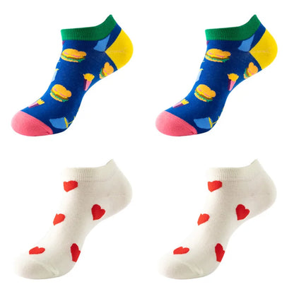 4pairs Funny animal Combed Cotton Fashion Hip Hop Man woman Oil Painting Socks Harajuku Skateboard outer space Happy love Socks