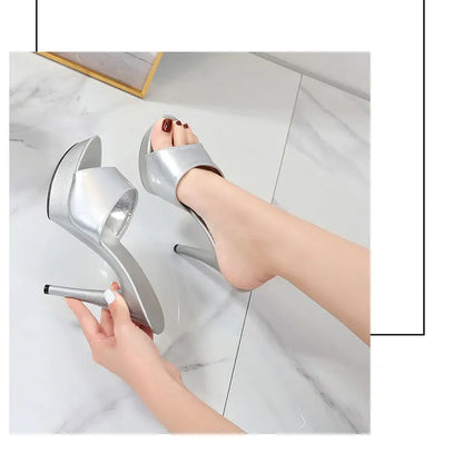 Women Shoes Sandals 2020 Summer Outside Slippers High Heels 9cm sexy High Platform Open Toe Stiletto Ladies Slides Party shoes