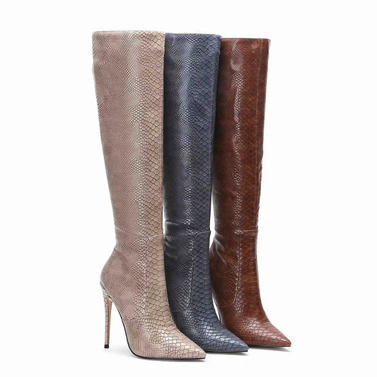 Boots Women Shoes 2024 New Fashion Faux Leather Women Shoes High Heel Long Boots Ladies Shoes