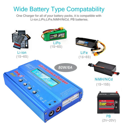 iMAX B6 80W Battery Charger For Lipo NiMh Li-ion Ni-Cd Digital Lipro Balance Charger Discharger AC Power 15V 6A Adapter Rc Car