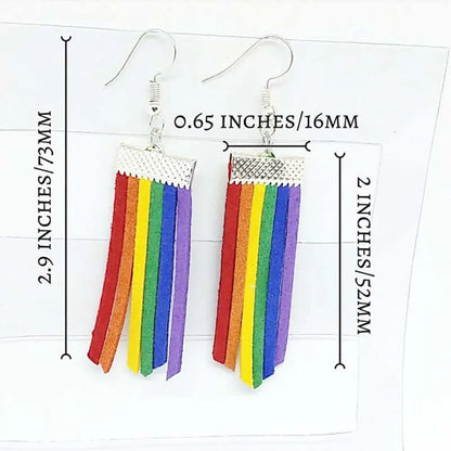 LGBT Bisexual Transgender Gay Pansexual Asexual Gay Pride Statement Trans Rainbow Dangle Tassel Earrings