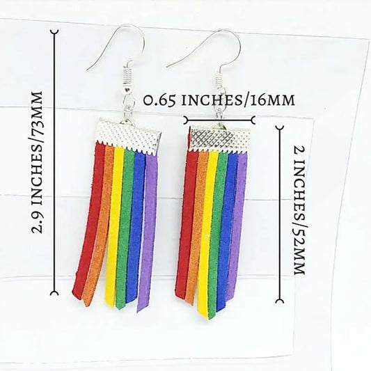 LGBT Bisexual Transgender Gay Pansexual Asexual Gay Pride Statement Trans Rainbow Dangle Tassel Earrings