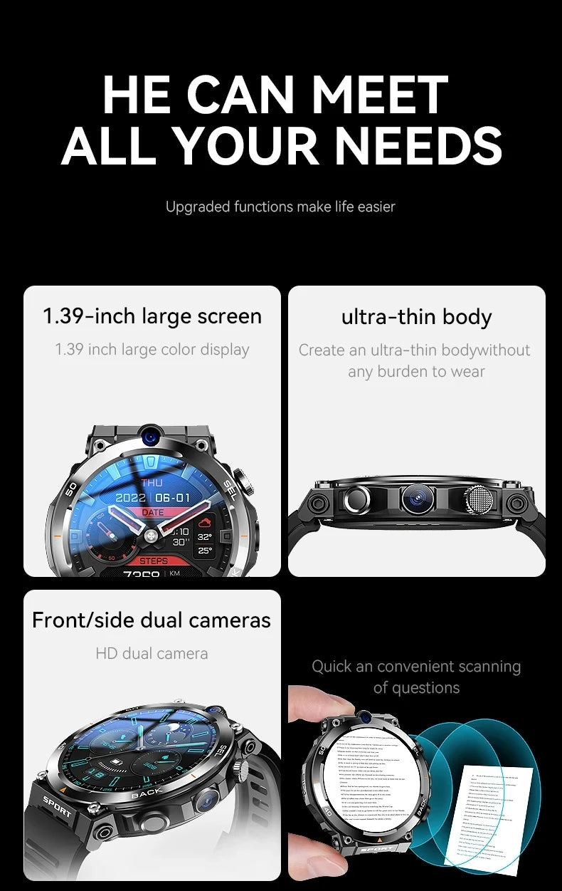 Hot 2025 New Arrival 4G 5G Smart Watch H18 WiFi GPS HD Camera Video Call NFC 8+128GB 900MAH Battery Android Sport Smart Watch